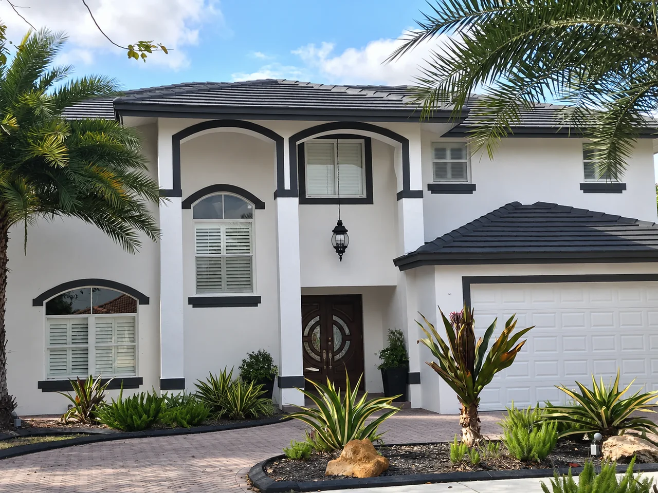 White facade, charcoal details